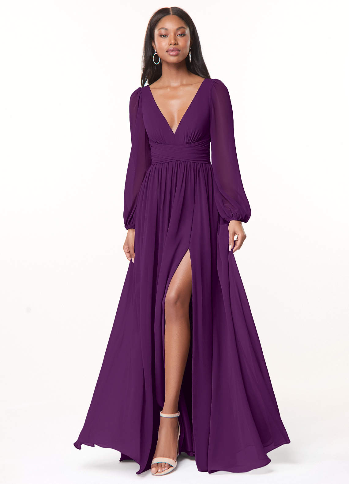 Norah A-Line V-Neck Chiffon Bridesmaid Dress in Grape