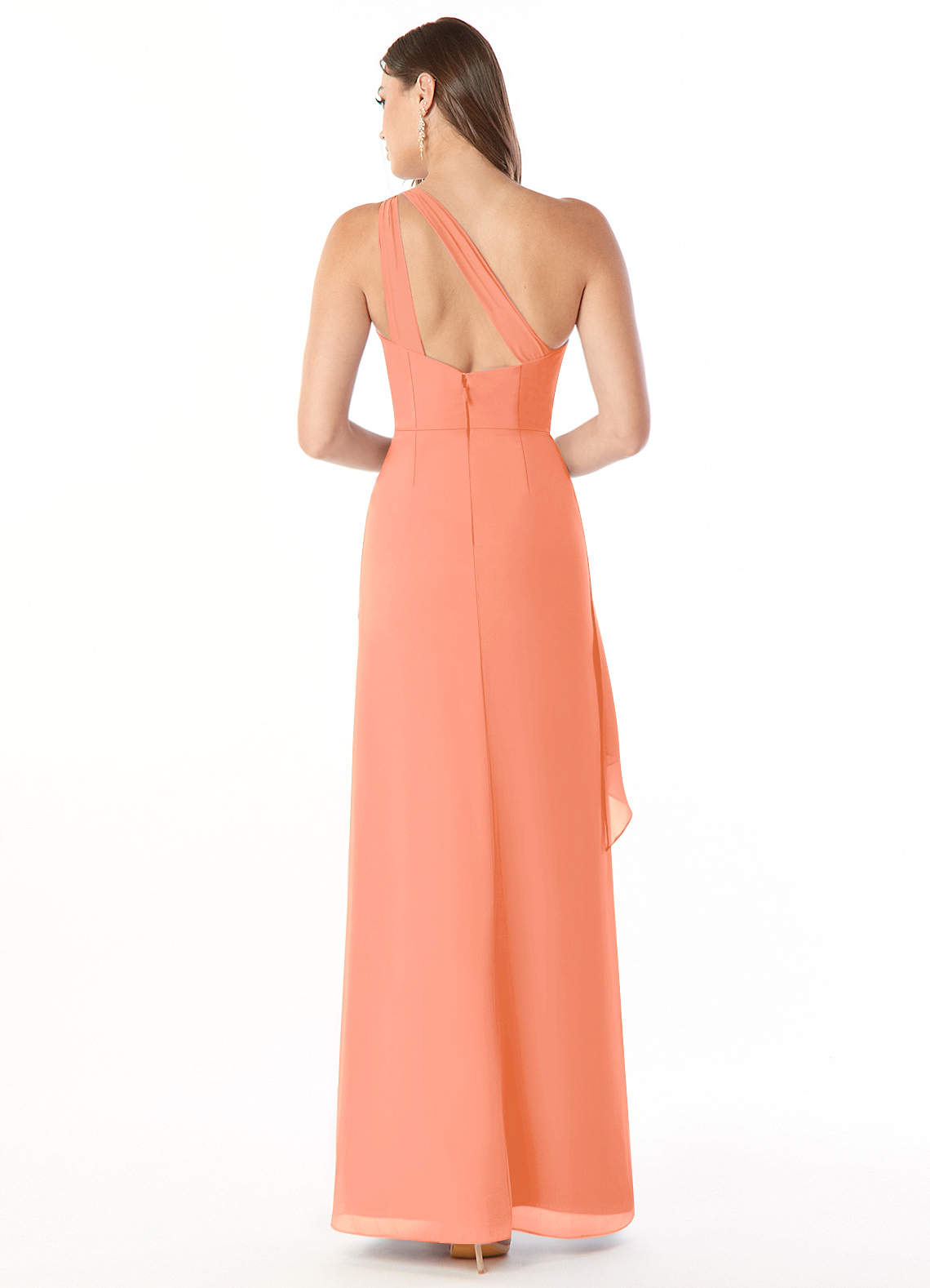 Maive Sheath One-Shoulder Chiffon Bridesmaid Dress in Sunset
