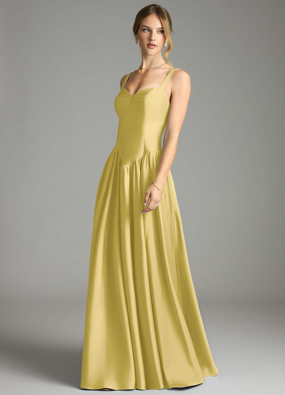 Evadina A-Line Sweetheart Stretch Satin Bridesmaid Dress in Canary