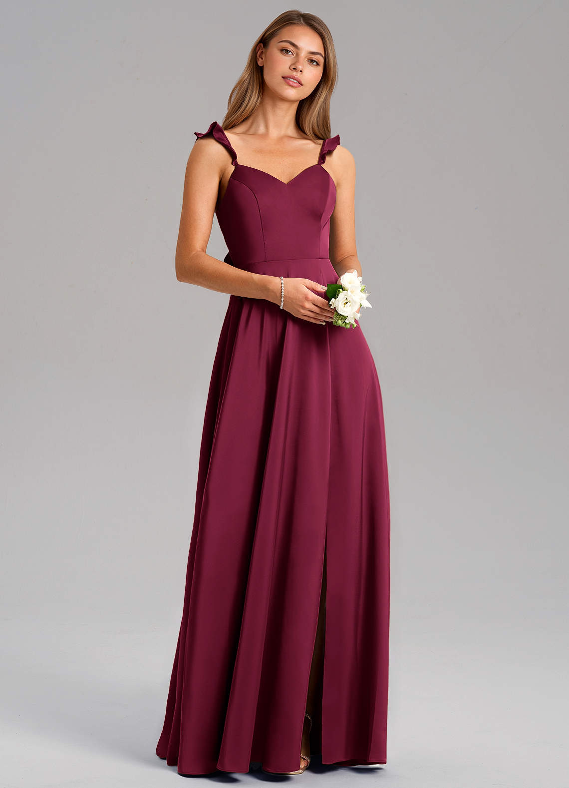 Everett A-Line V-Neck Chiffon Bridesmaid Dress in Burgundy