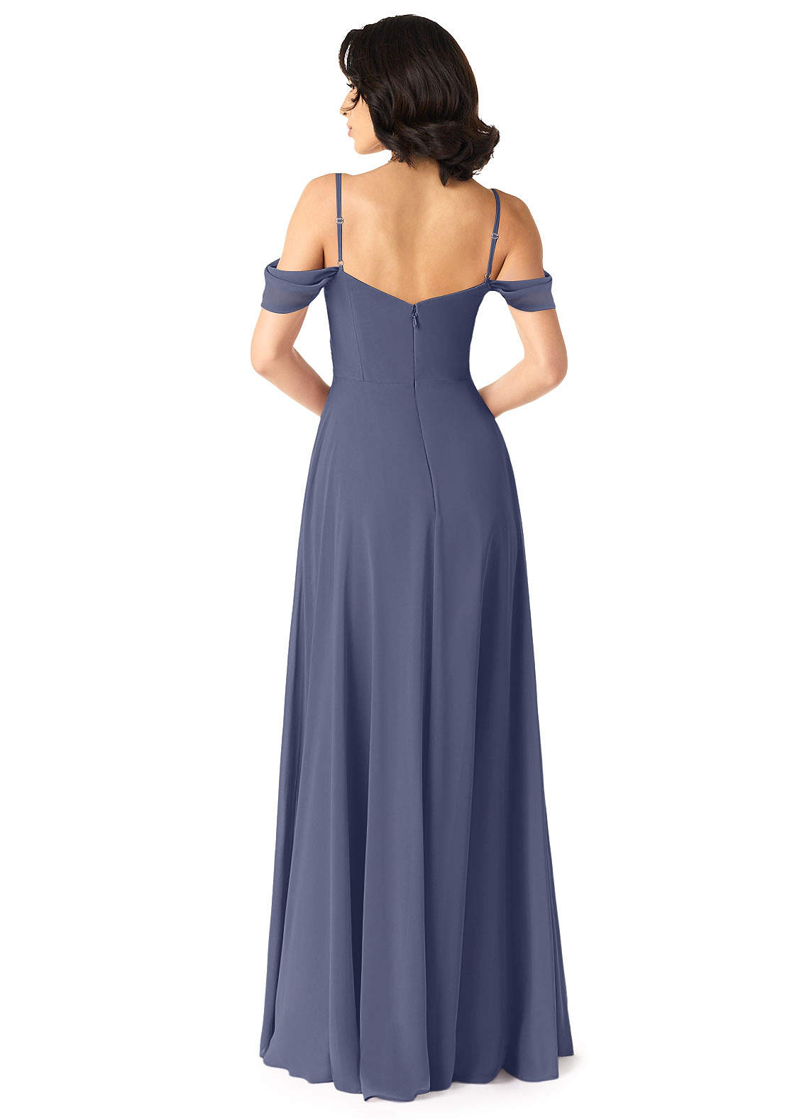 Tancie A-Line Off-the-Shoulder Chiffon Bridesmaid Dress in Stormy