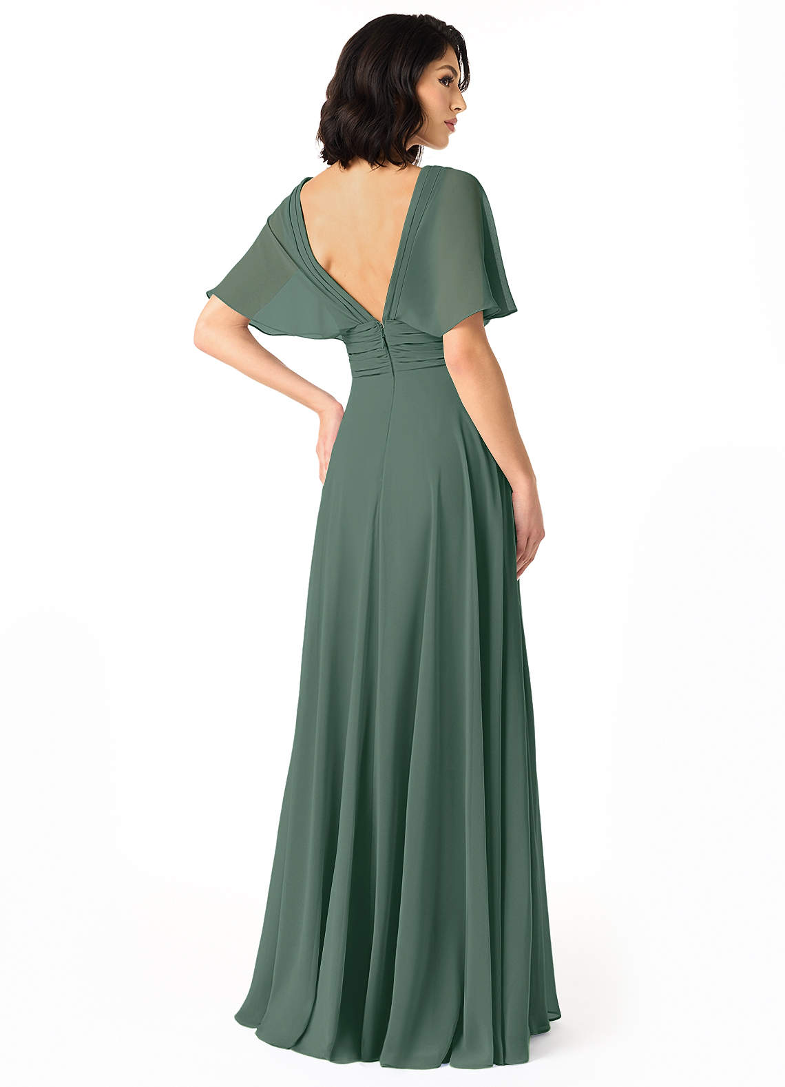 Pamela A-Line V-Neck Chiffon Bridesmaid Dress in Sea Moss