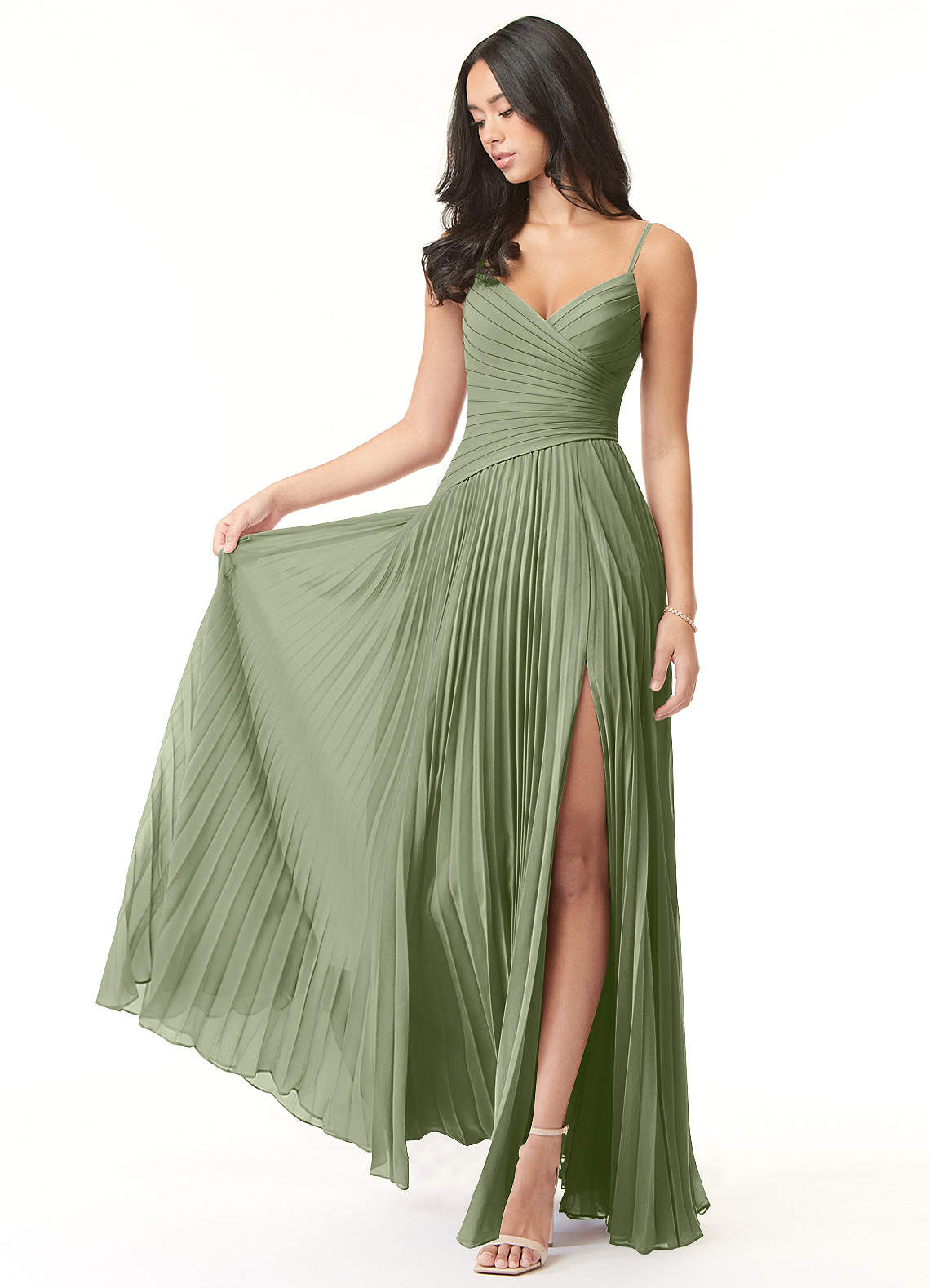Vini A-Line V-Neck Chiffon Bridesmaid Dress in Pistachio