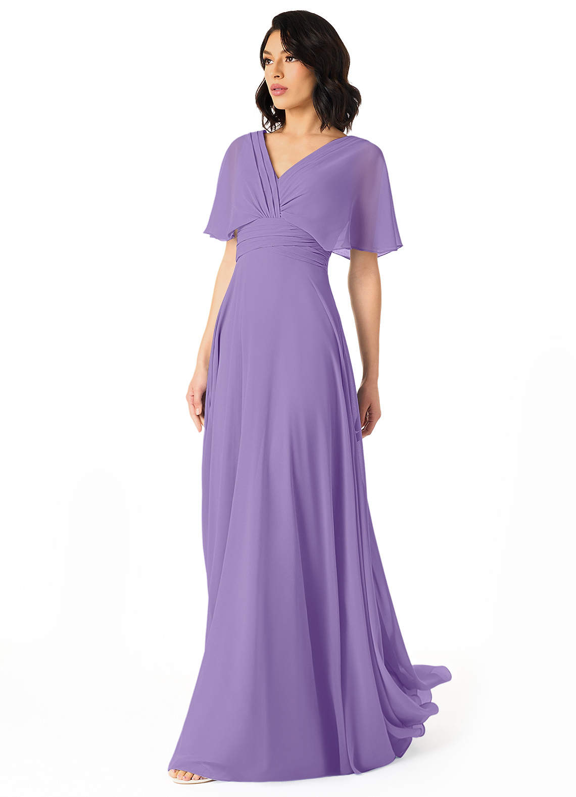 Pamela A-Line V-Neck Chiffon Bridesmaid Dress in Tahiti