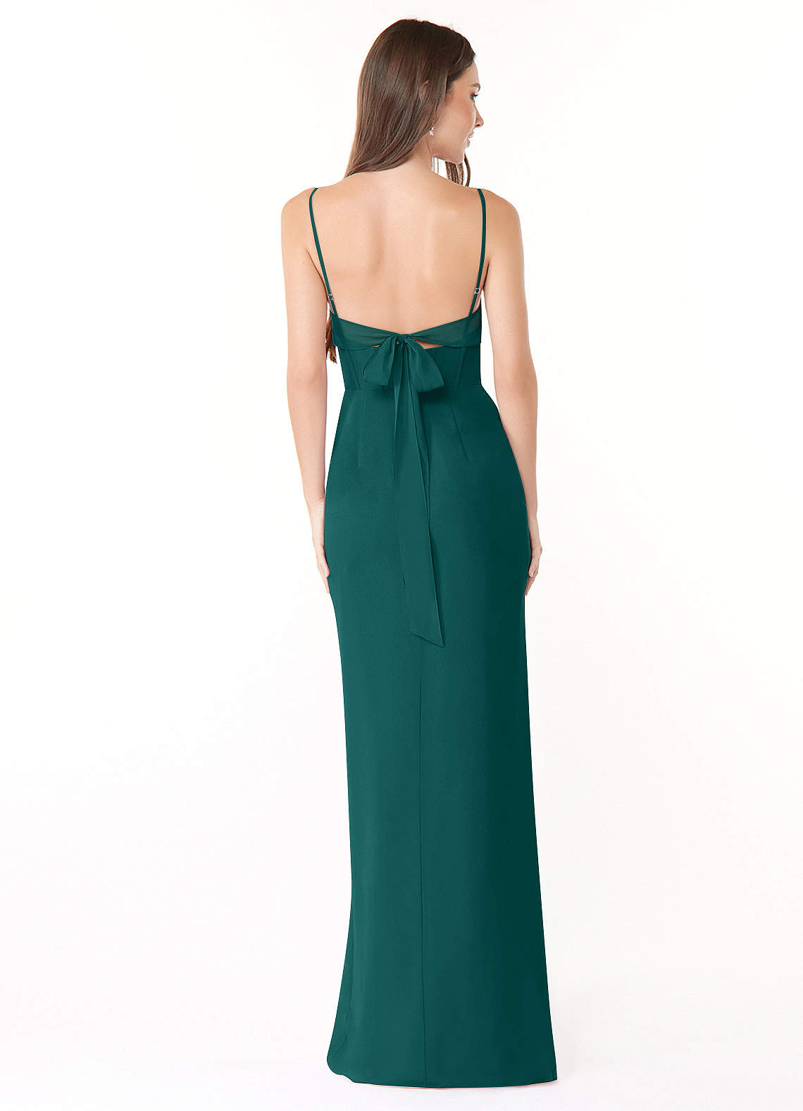 Mai Sheath Cowl-Neck Chiffon Bridesmaid Dress in Peacock