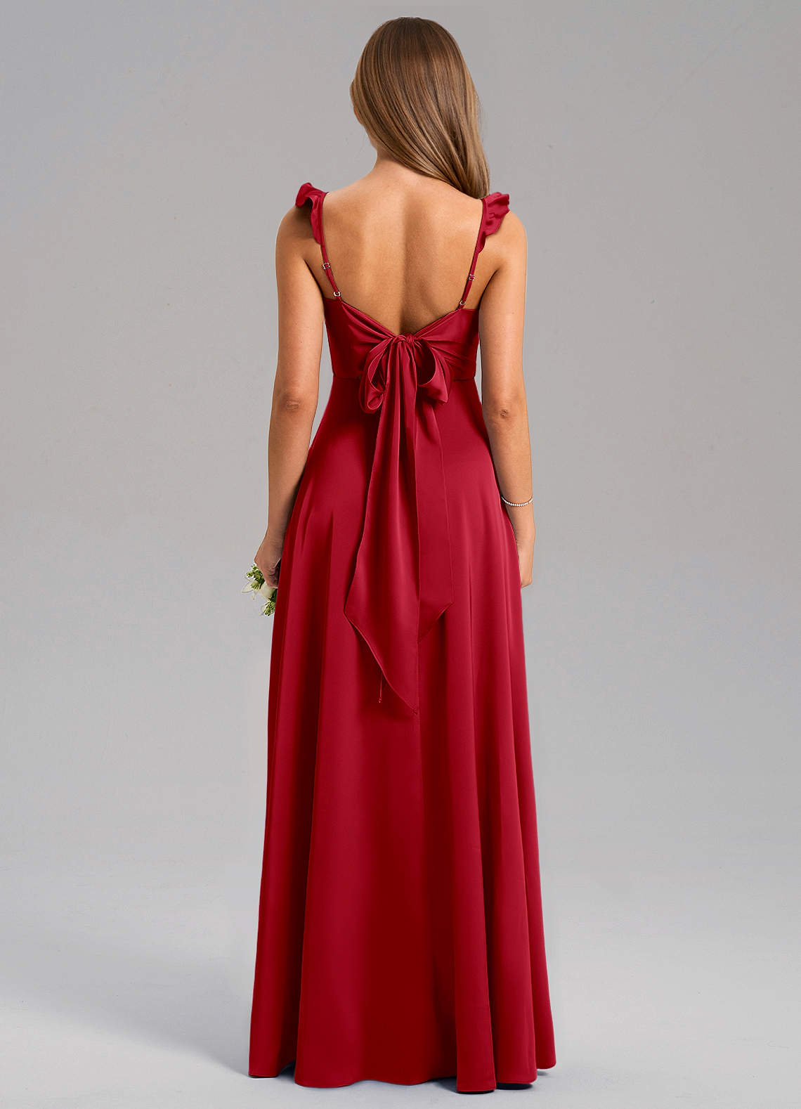 Everett A-Line V-Neck Chiffon Bridesmaid Dress in Scarlet