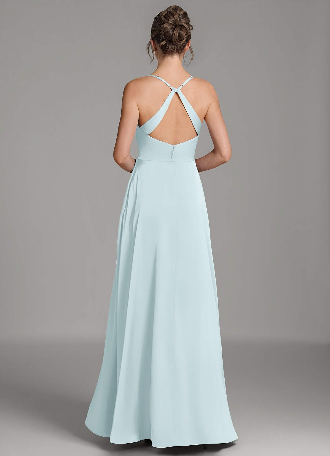 Frankie A-Line Scoop-Neck Stretch Satin Bridesmaid Dress in Mist
