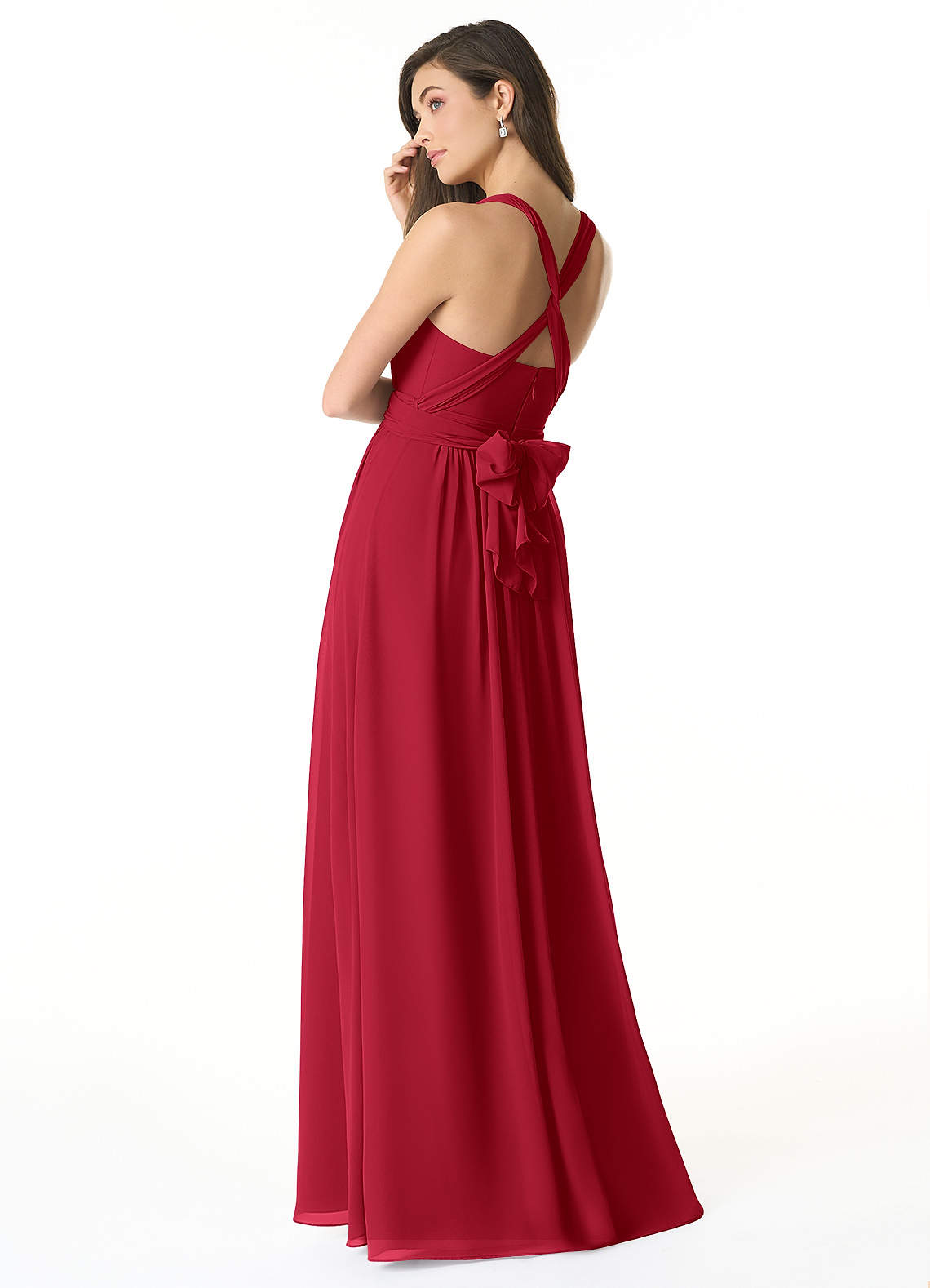 Olani A-Line V-Neck Chiffon Bridesmaid Dress in Scarlet
