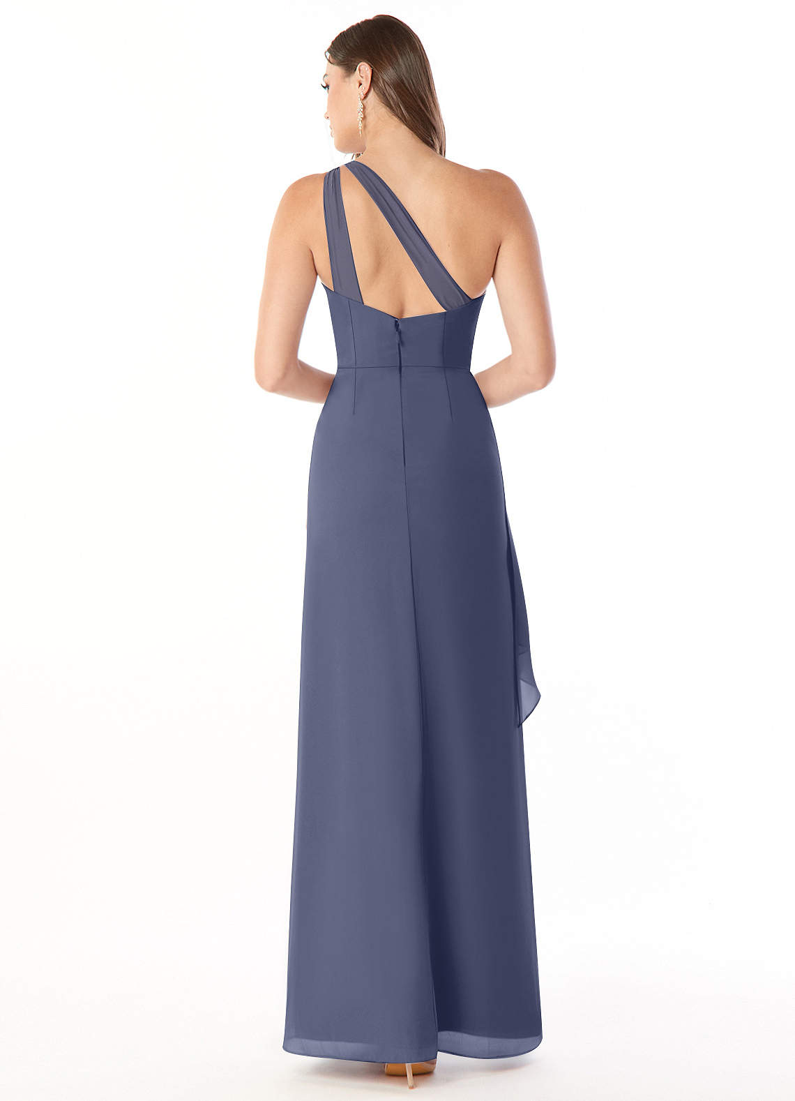 Maive Sheath One-Shoulder Chiffon Bridesmaid Dress in Stormy