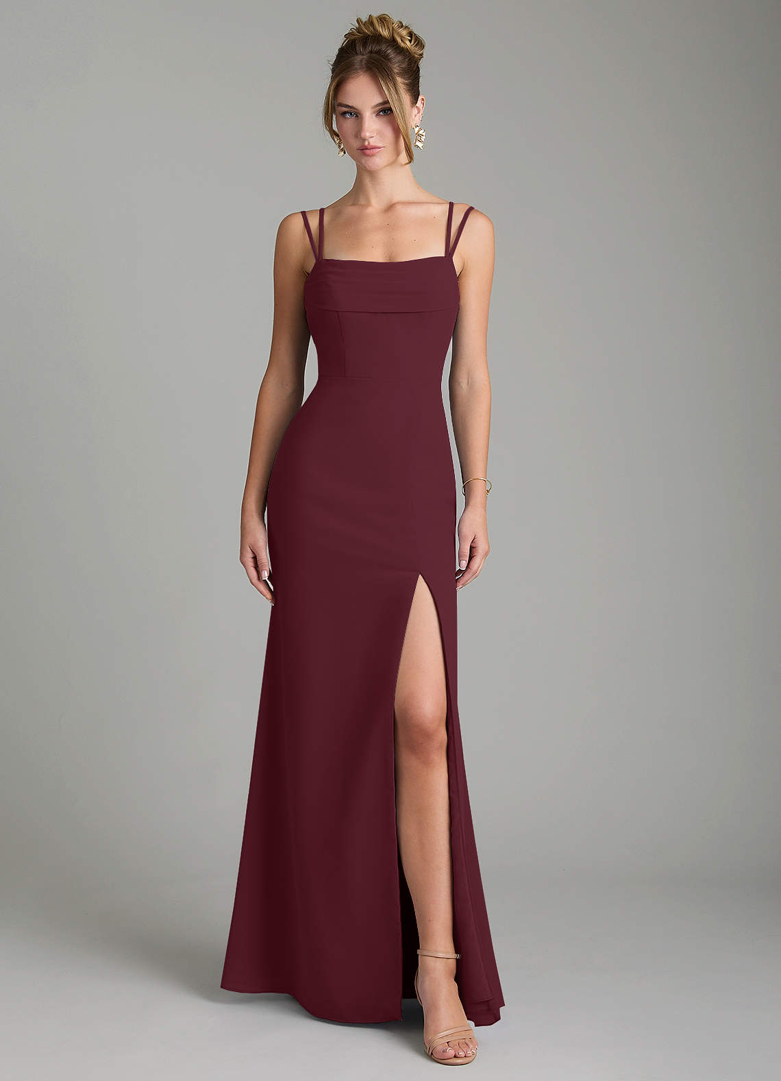 Egypt Sheath Sweetheart Chiffon Bridesmaid Dress in Cabernet