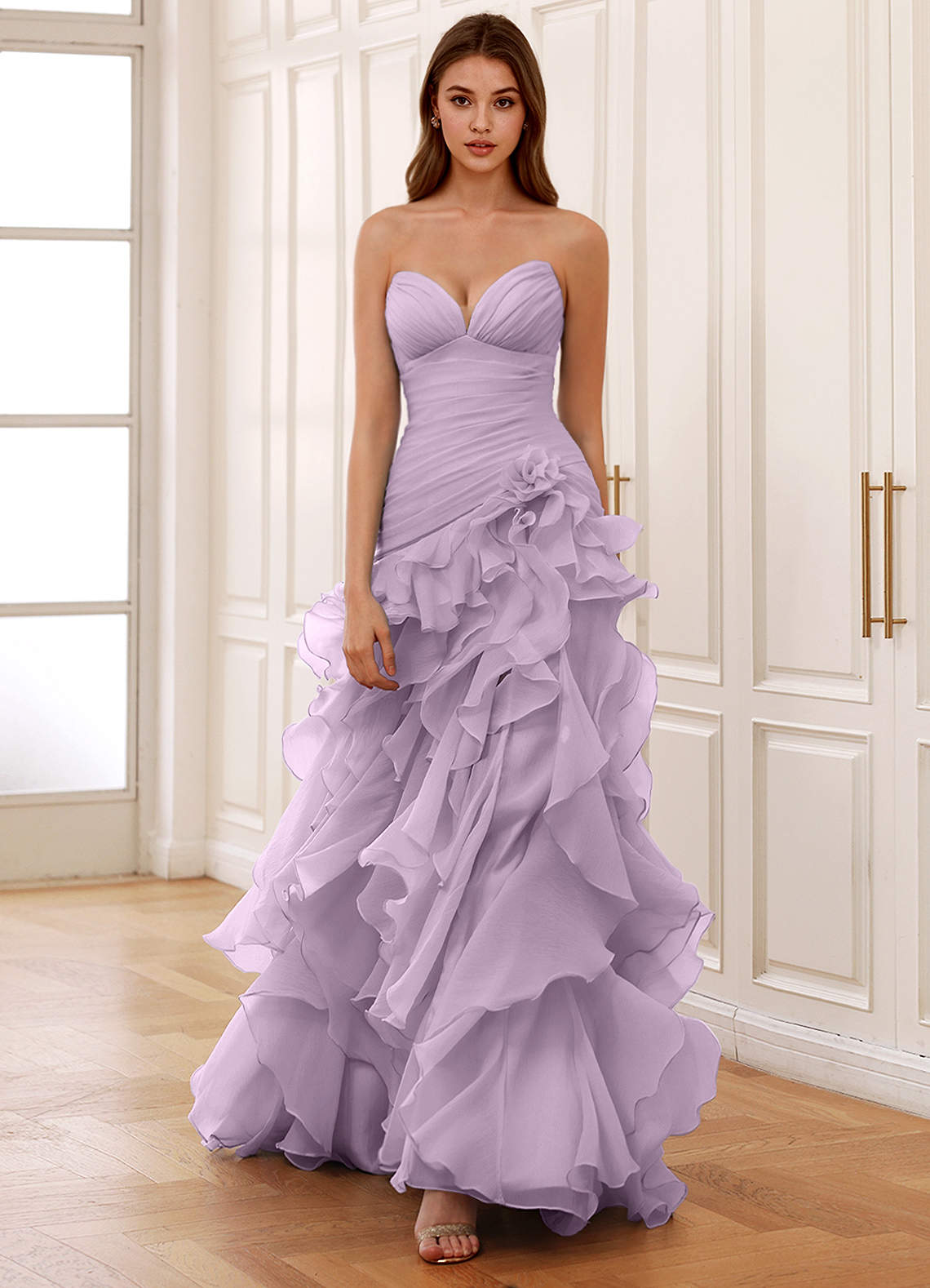 Christabelle Mermaid Sweetheart Chiffon Evening Dress in Lilac