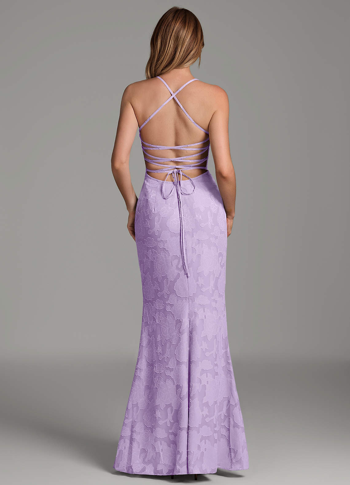 Dara Mermaid Sweetheart Floral Burnout Bridesmaid Dress in Lilac
