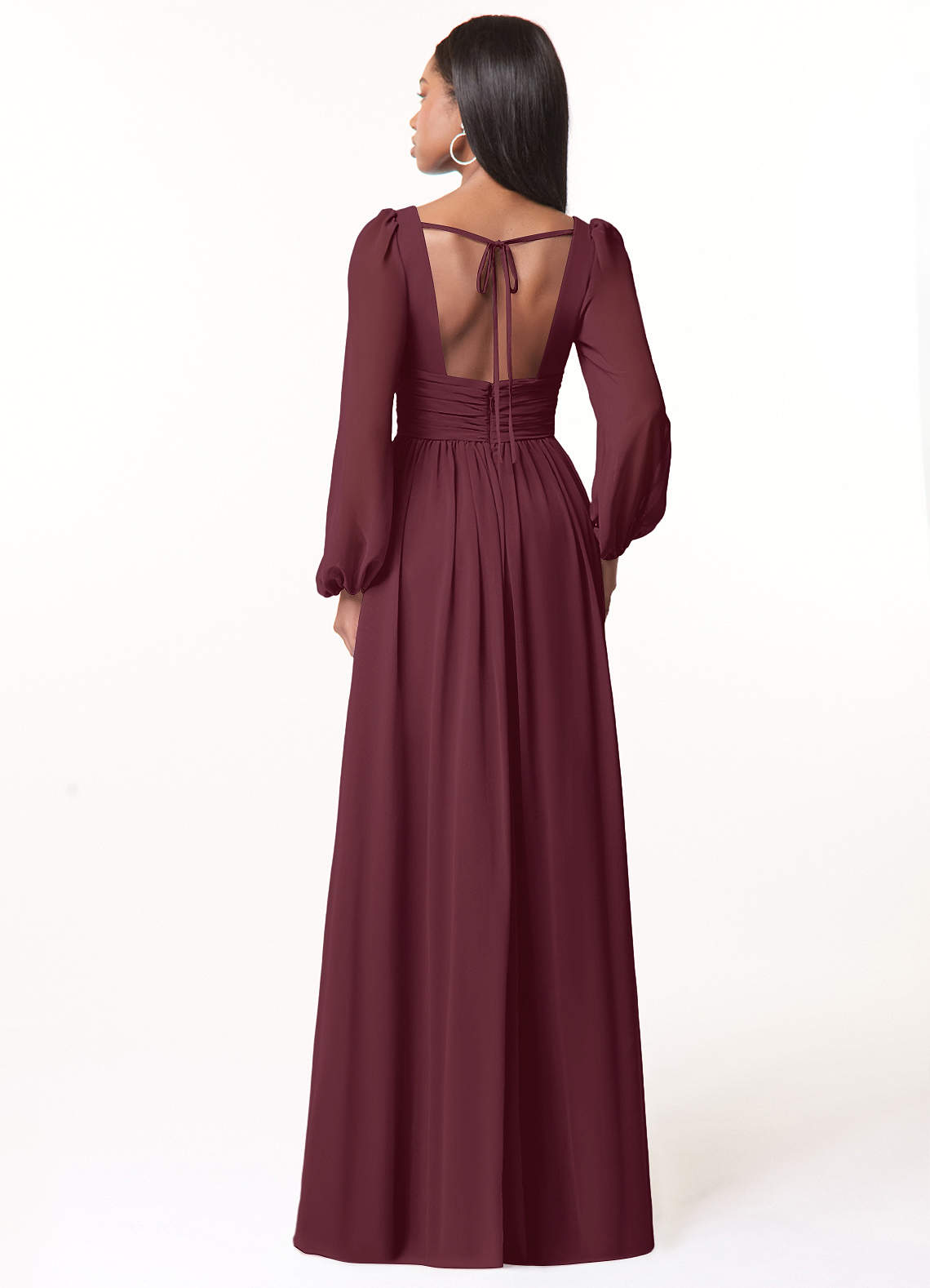 Norah A-Line V-Neck Chiffon Bridesmaid Dress in Cabernet