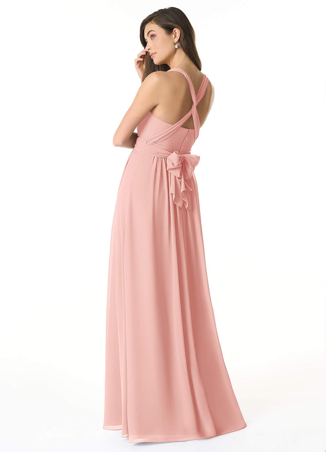 Olani A-Line V-Neck Chiffon Bridesmaid Dress in Rosette
