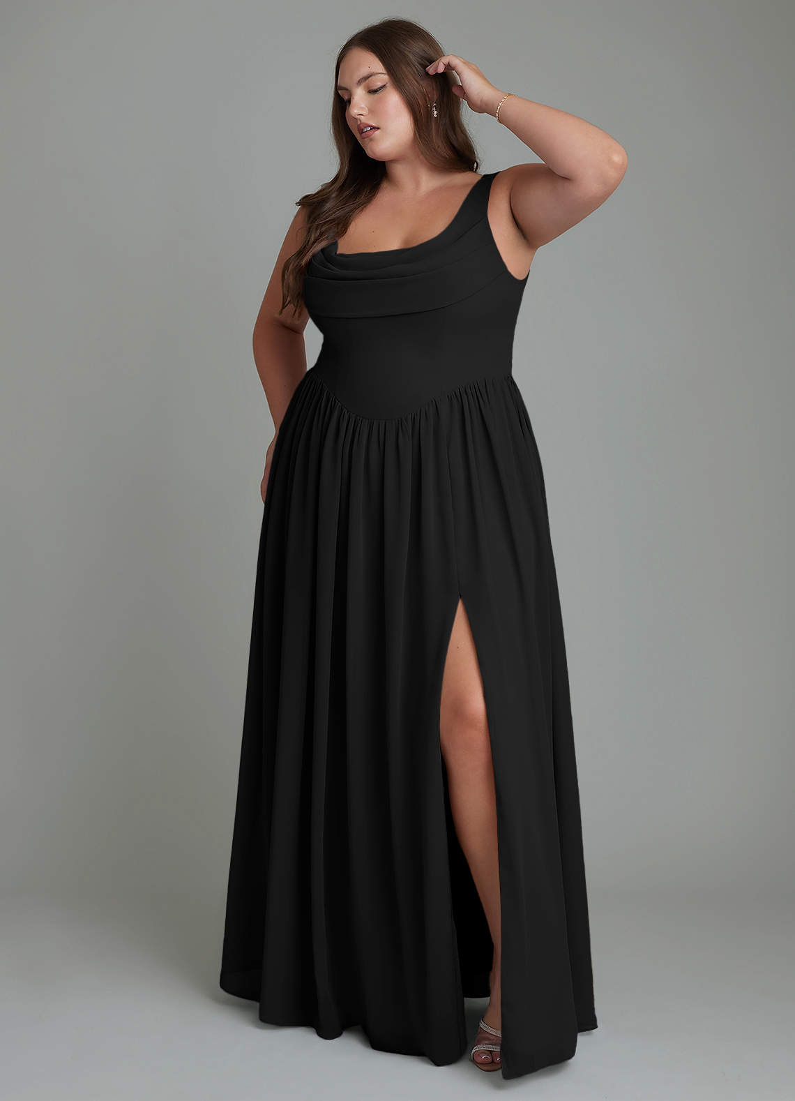 Novi A-Line Square-Neck Chiffon Bridesmaid Dress