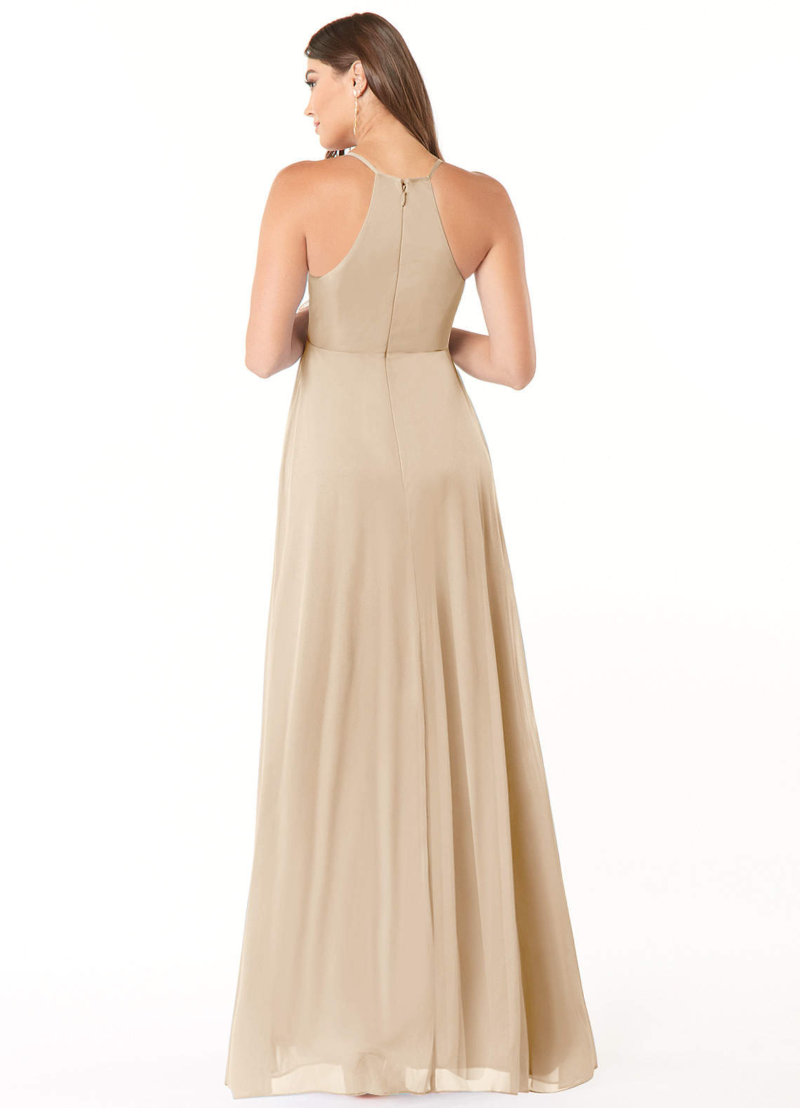 Annabelle A-Line V-Neck Mesh Bridesmaid Dress in Champagne