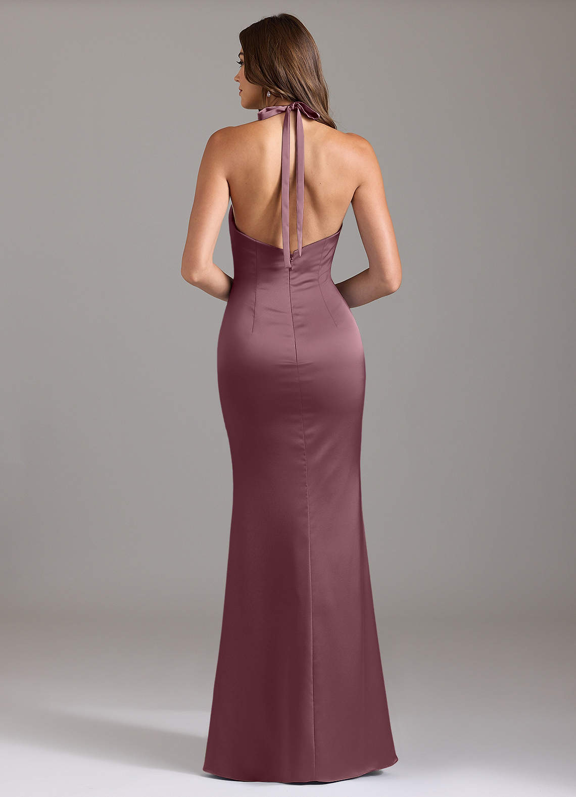 Valerie Mermaid V-Neck Stretch Satin Bridesmaid Dress in Amethyst