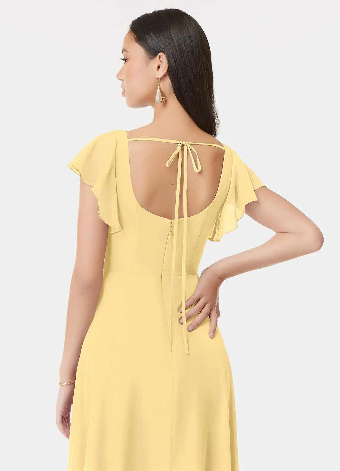 Bondi A-Line Square-Neck Chiffon Bridesmaid Dress in Butter