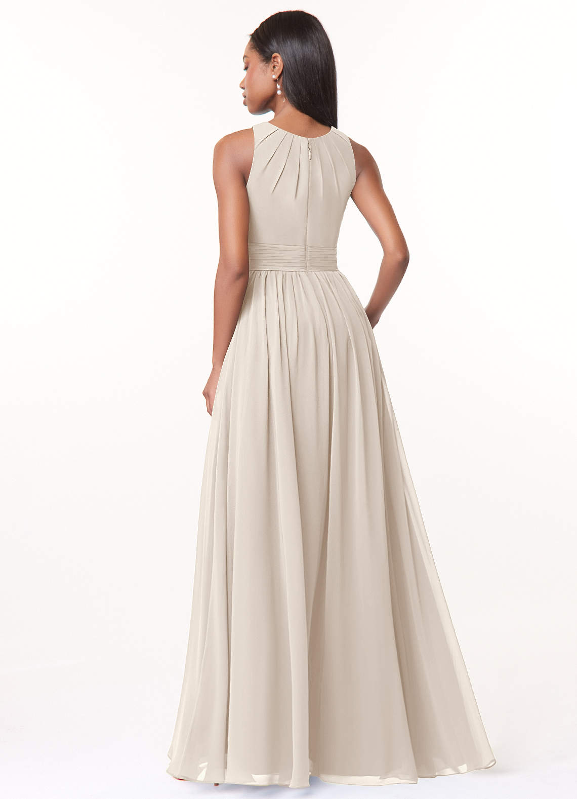 Harper A-Line Scoop-Neck Chiffon Bridesmaid Dress in White Alabaster
