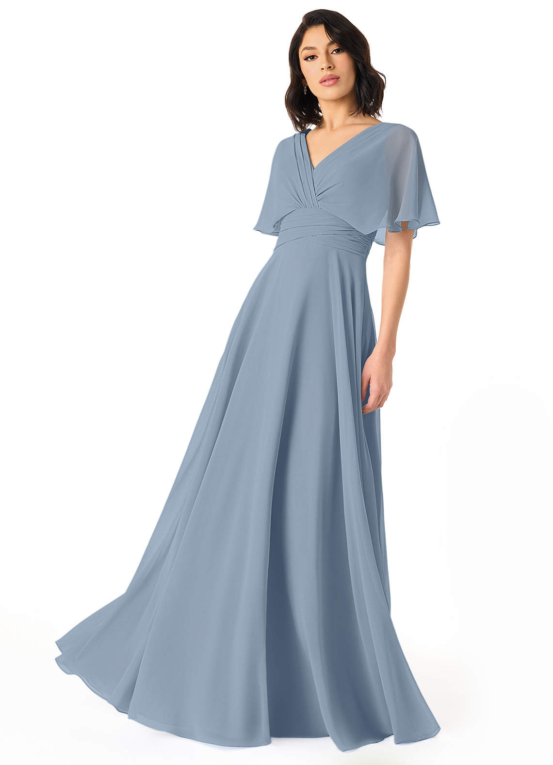 Pamela A-Line V-Neck Chiffon Bridesmaid Dress in dusty blue