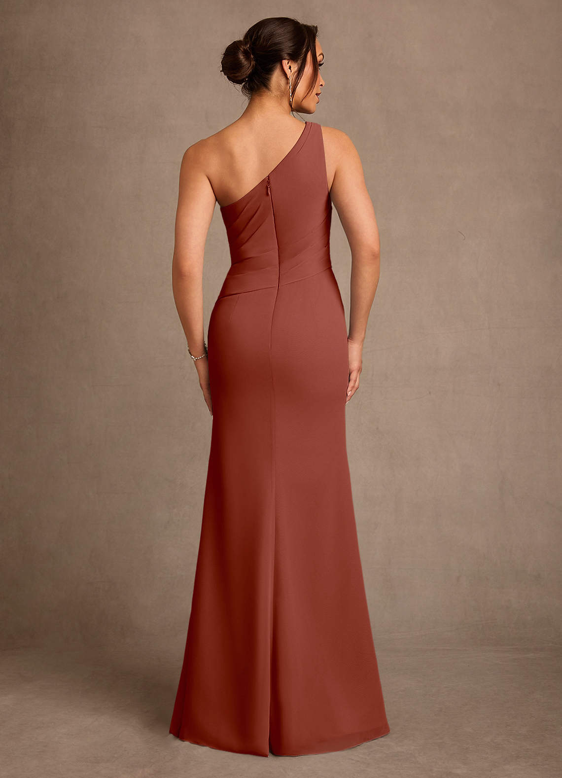 Floy Sheath One-Shoulder Chiffon Mother of the Bride Dress in Auburn
