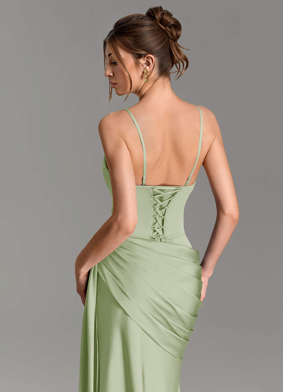 Zorah Mermaid Sweetheart Stretch Satin Bridesmaid Dress in Dusty Sage