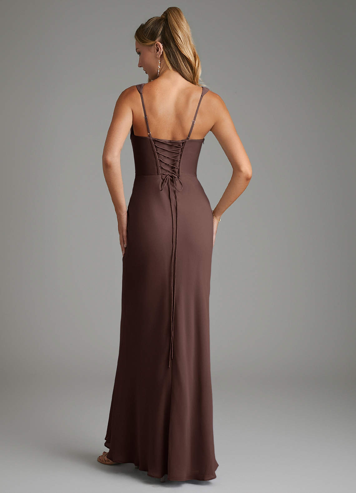 Asa Sheath Square-Neck Chiffon Bridesmaid Dress in Ganache