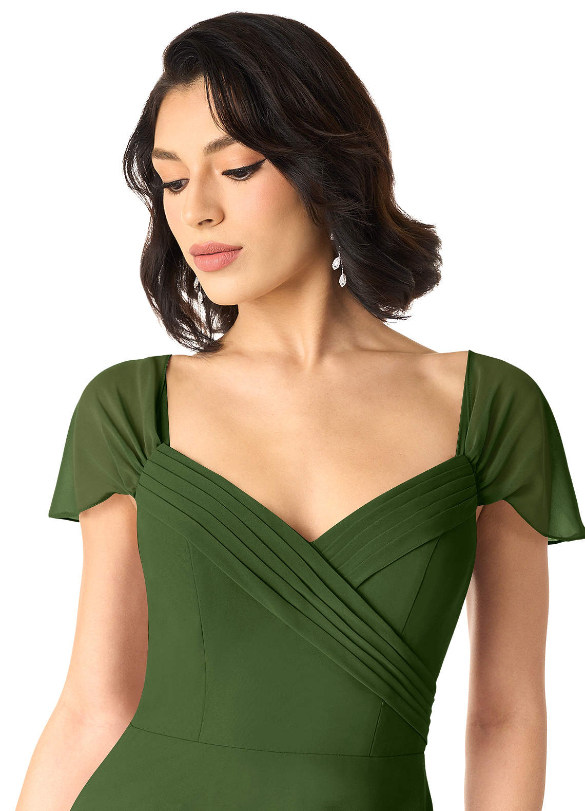 Tancie A-Line Off-the-Shoulder Chiffon Bridesmaid Dress in Olive