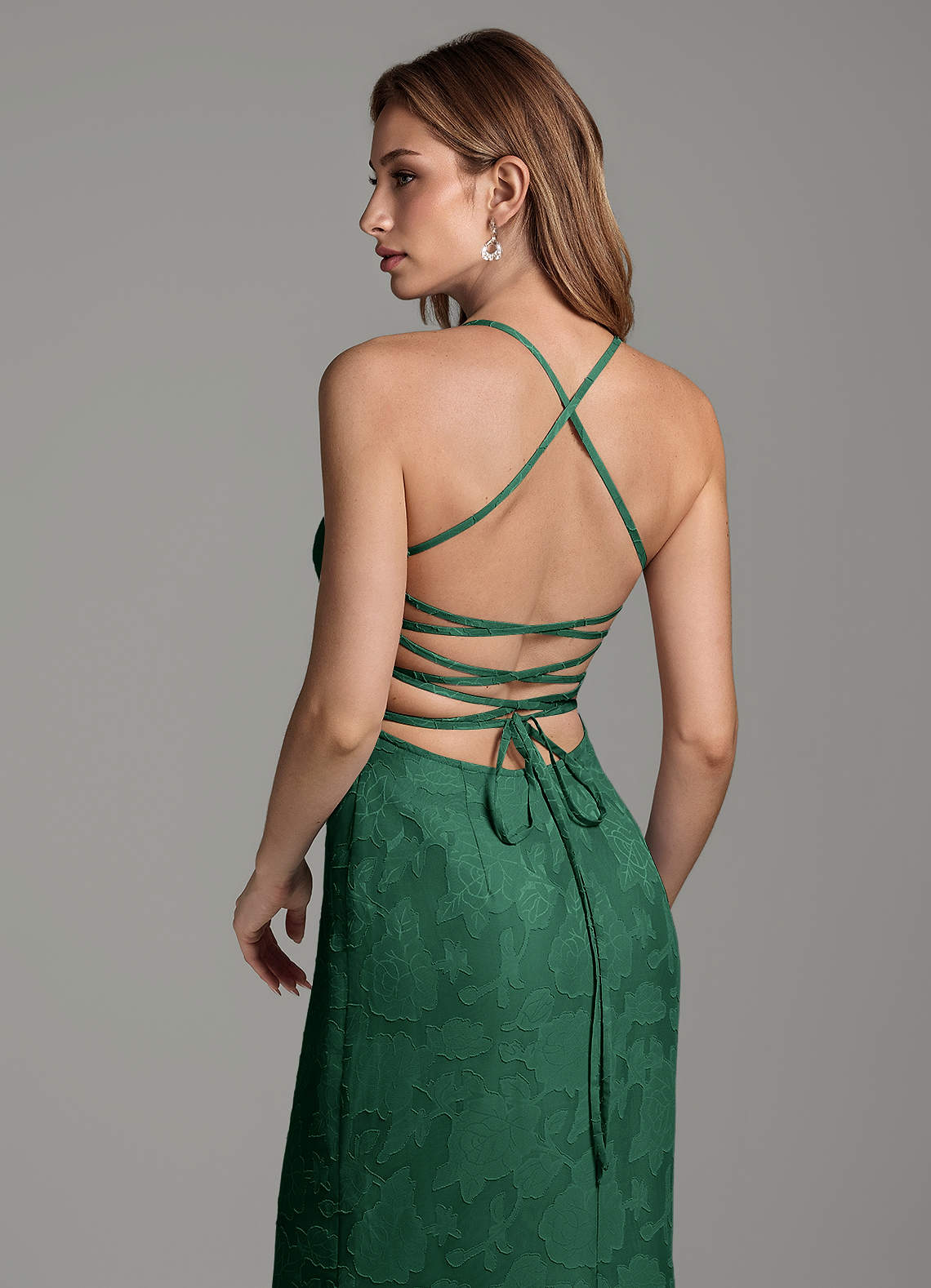 Dara Mermaid Sweetheart Floral Burnout Bridesmaid Dress in Dark Green