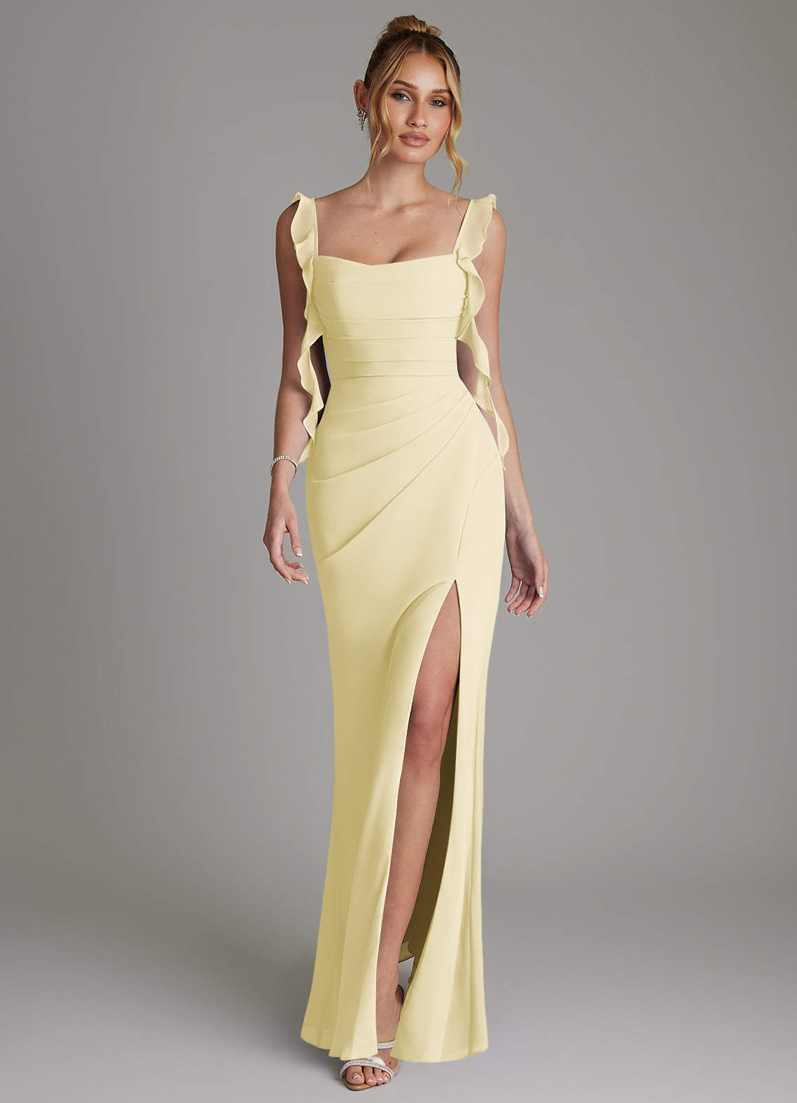 Jessamine Mermaid Sweetheart Chiffon Bridesmaid Dress in Lemon Sorbet