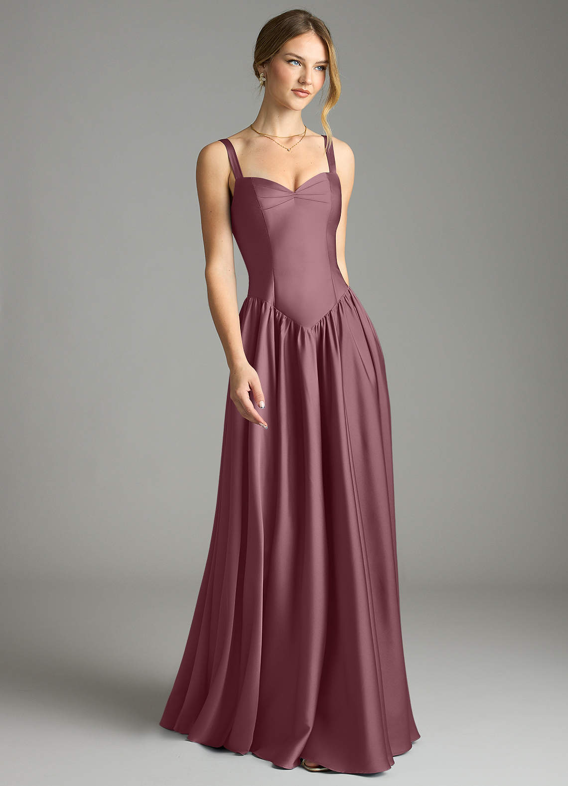 Evadina A-Line Sweetheart Stretch Satin Bridesmaid Dress in Amethyst