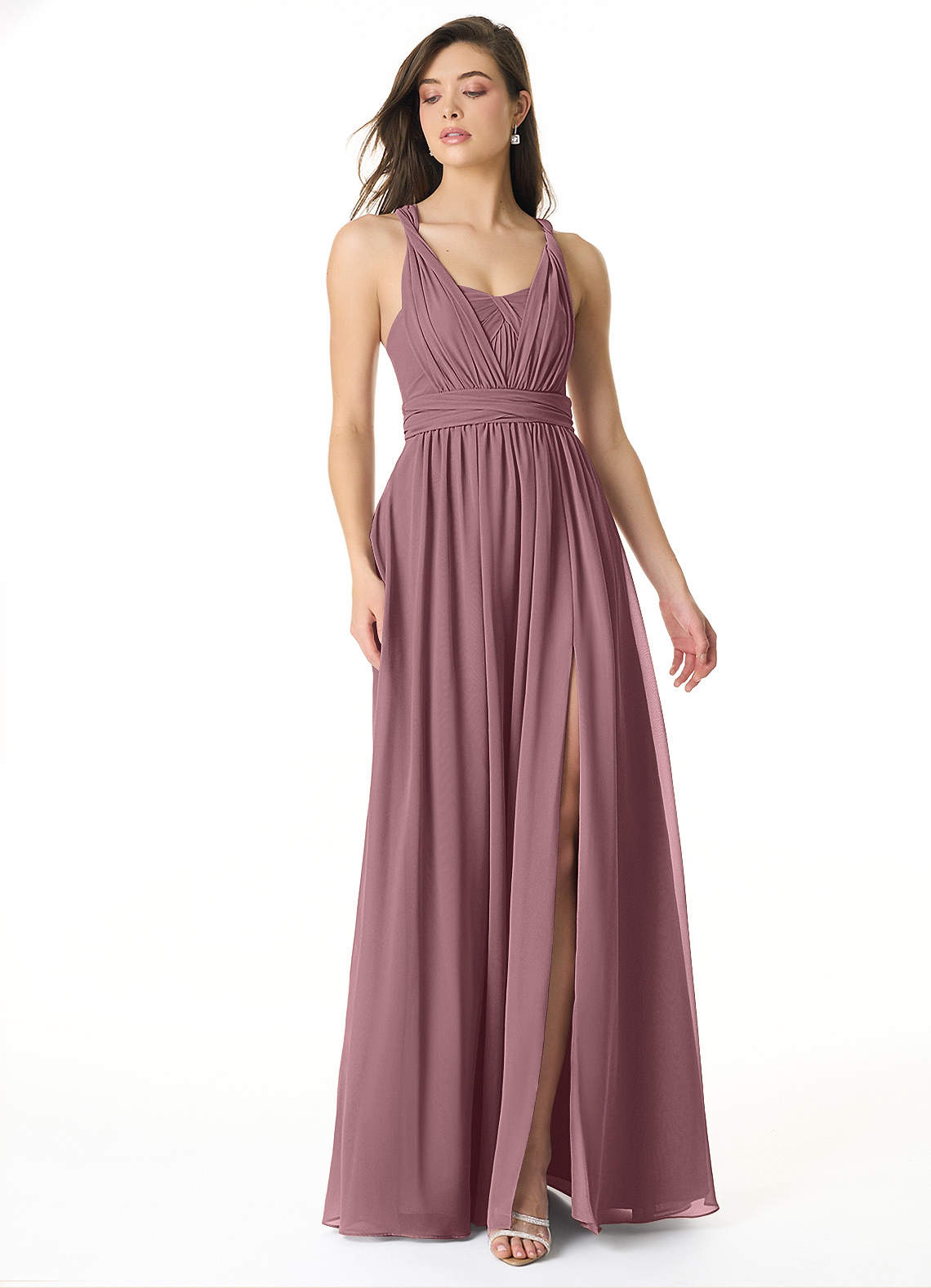 Olani A-Line V-Neck Chiffon Bridesmaid Dress in Amethyst