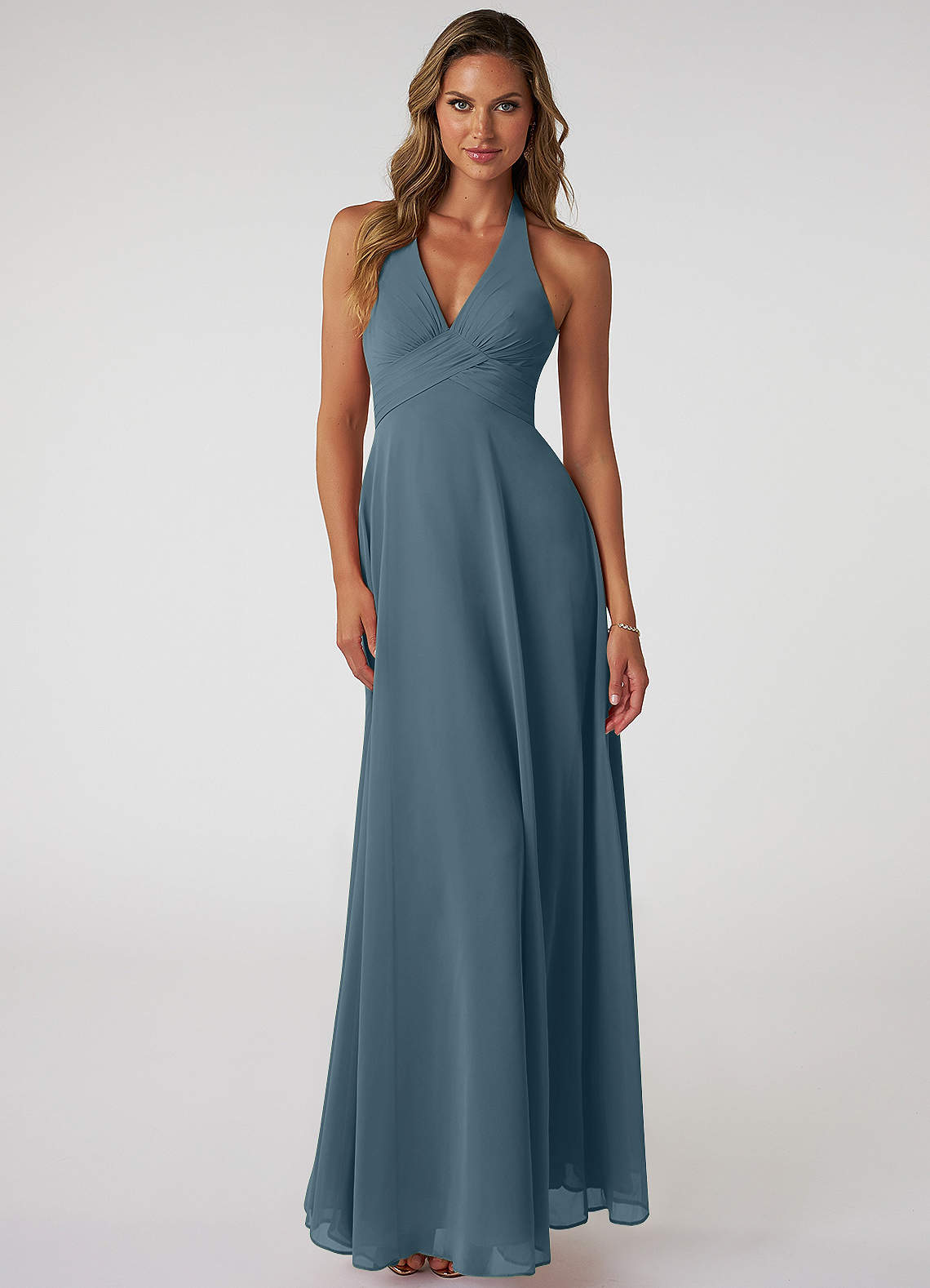 Tessie A-Line V-Neck Chiffon Bridesmaid Dress in Twilight