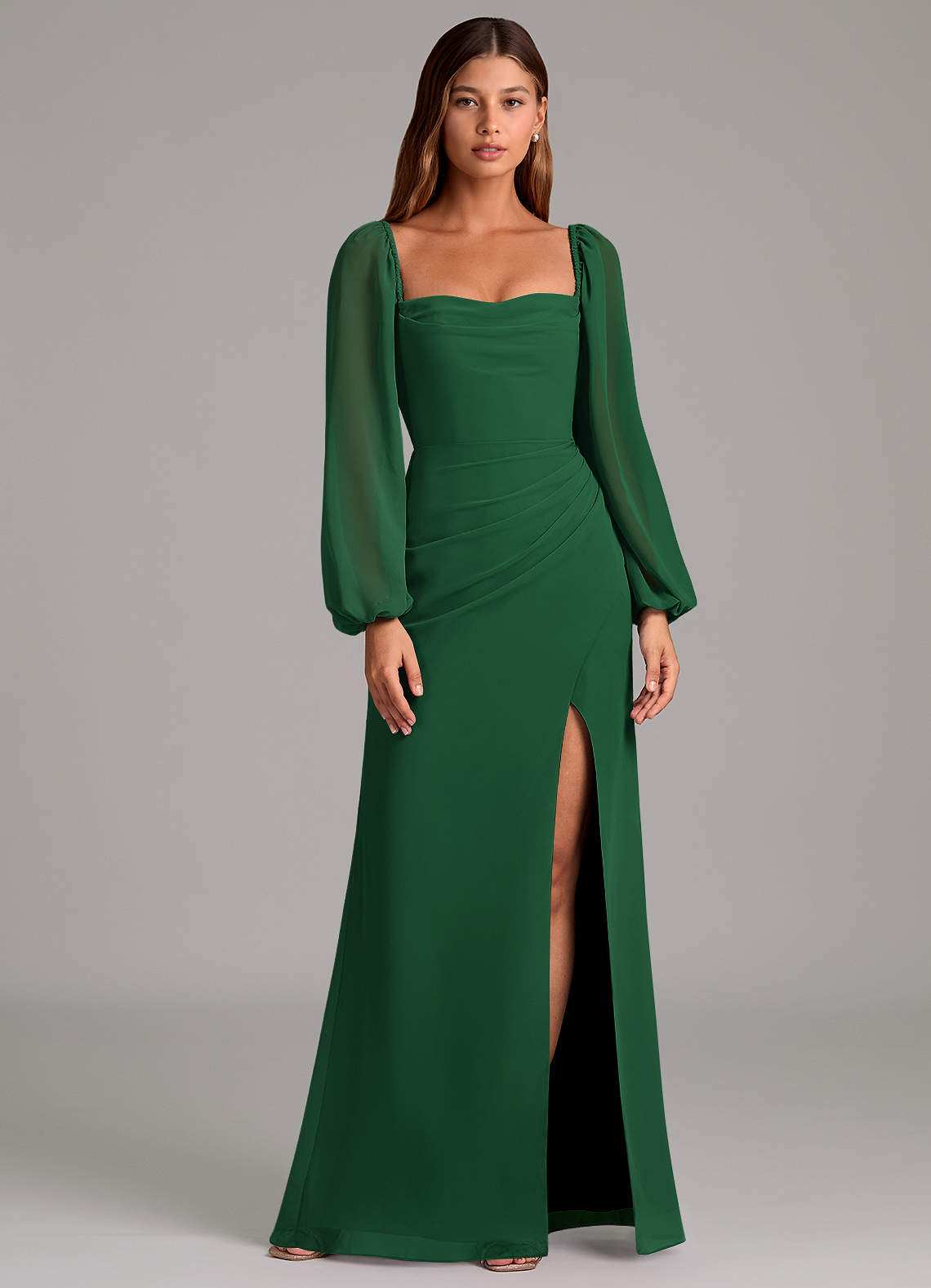 Brixley Mermaid Sweetheart Chiffon Bridesmaid Dress in Dark Green