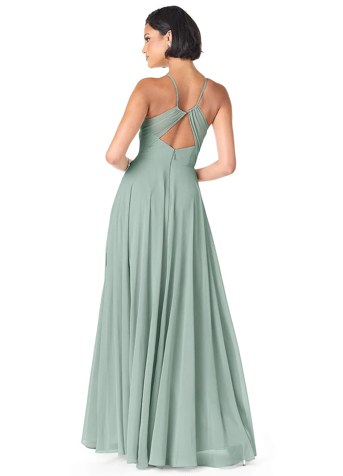 Avelina A-Line V-Neck Chiffon Bridesmaid Dress in Agave