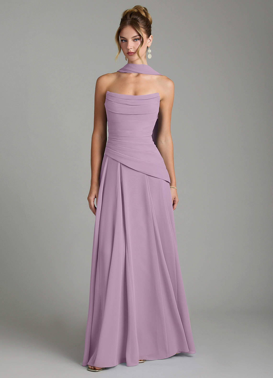 Gabriela A-Line Cowl-Neck Chiffon Bridesmaid Dress in Wisteria