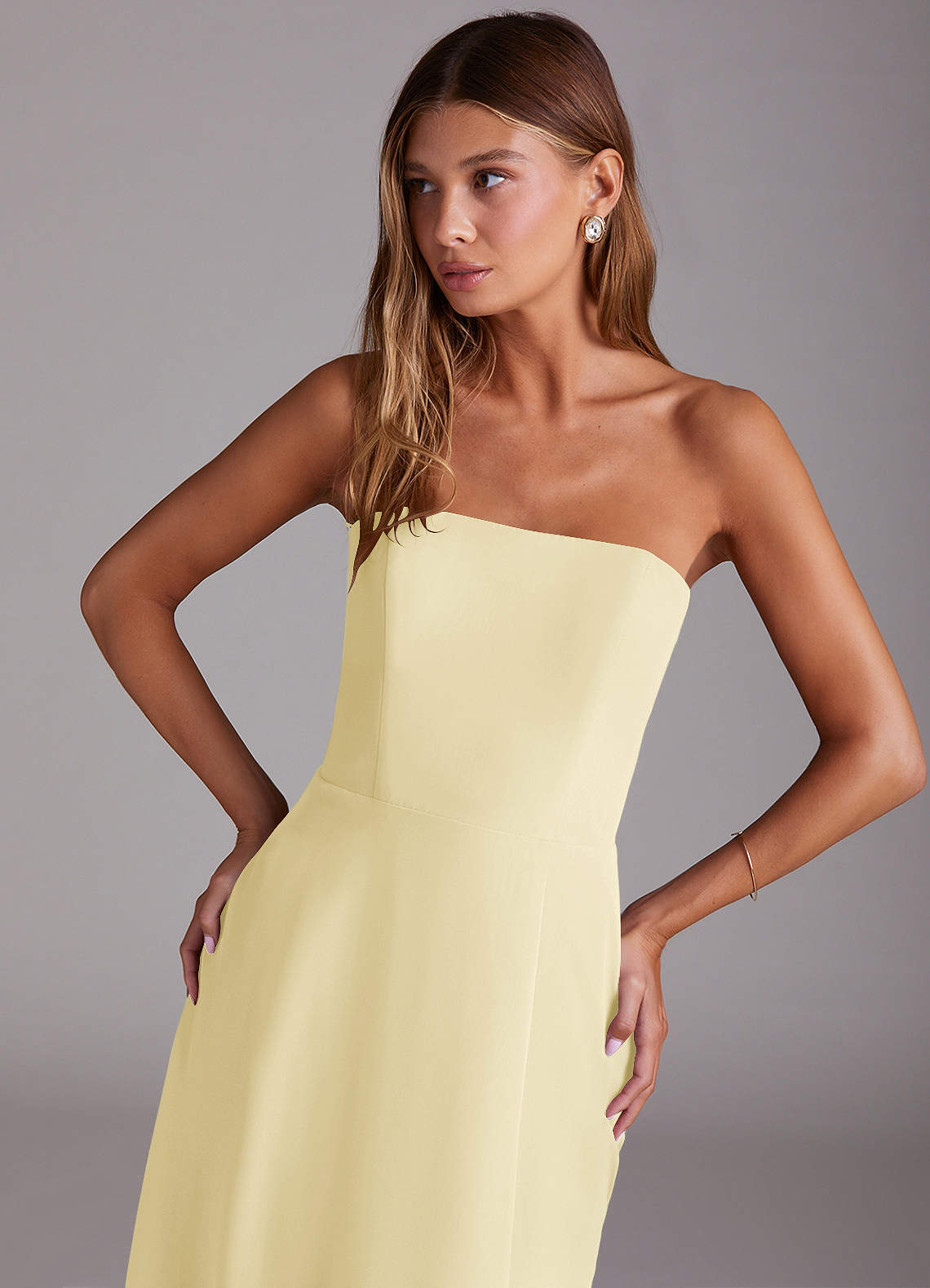 Wren A-Line Straight-Neck Chiffon Bridesmaid Dress in Lemon Sorbet