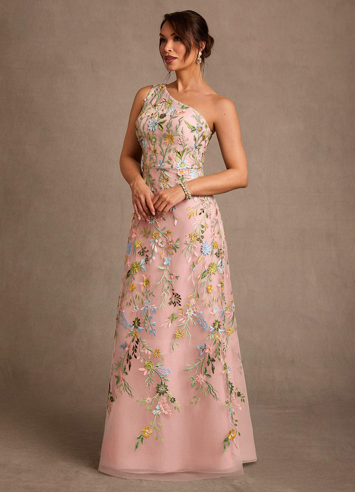 Bertie A-Line One-Shoulder Lace Mother of the Bride Dress in Rosette