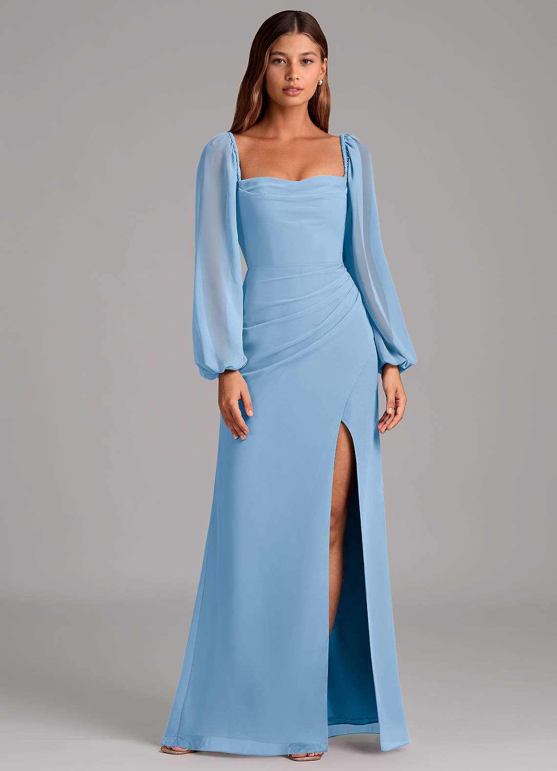 Brixley Mermaid Sweetheart Chiffon Bridesmaid Dress in Powder Blue