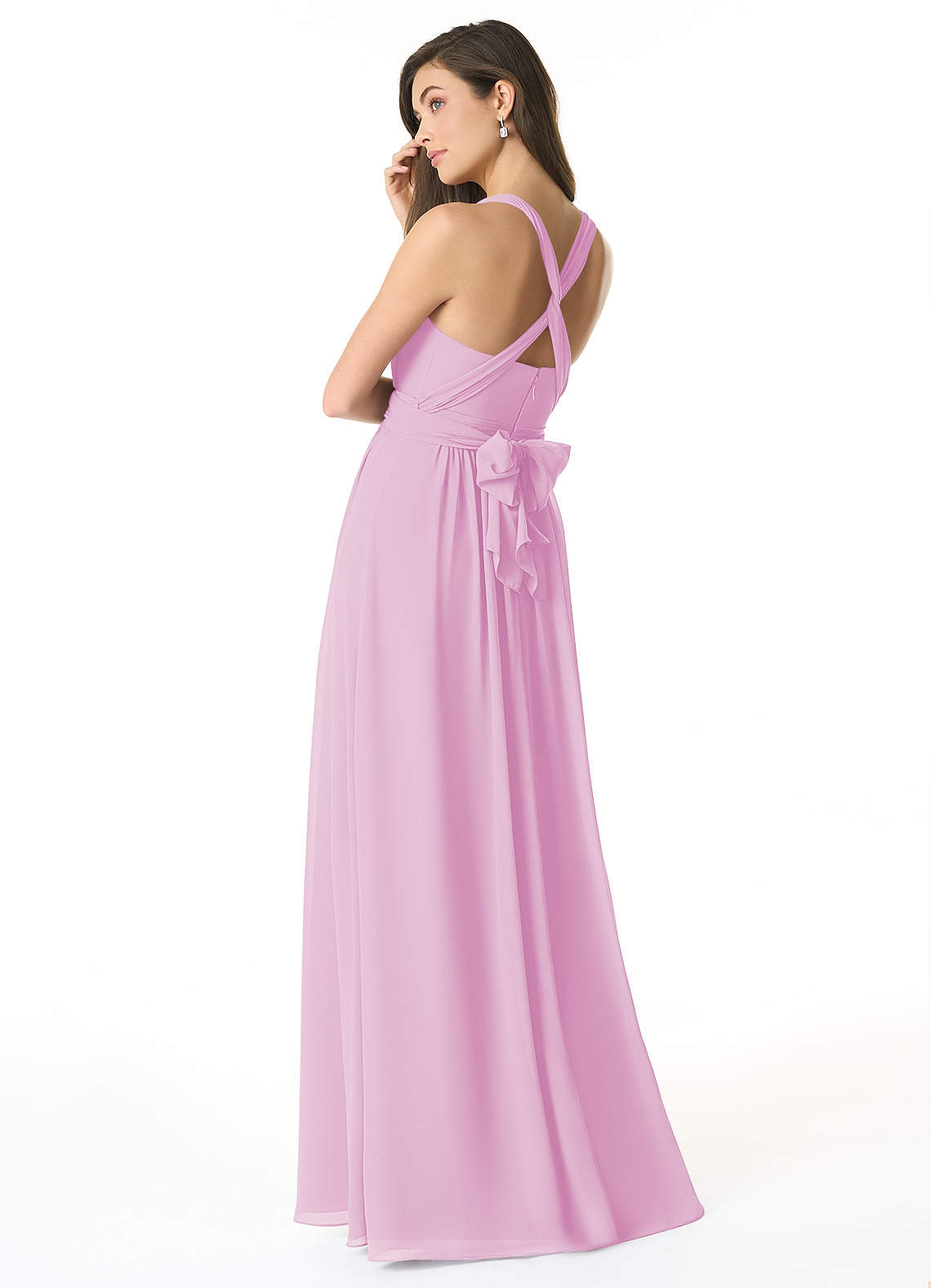 Olani A-Line V-Neck Chiffon Bridesmaid Dress in candy pink