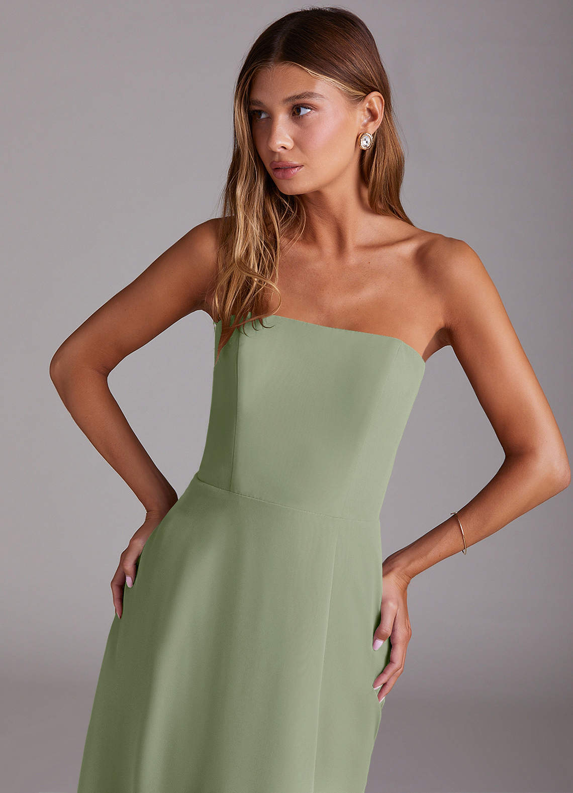 Wren A-Line Straight-Neck Chiffon Bridesmaid Dress in Pistachio