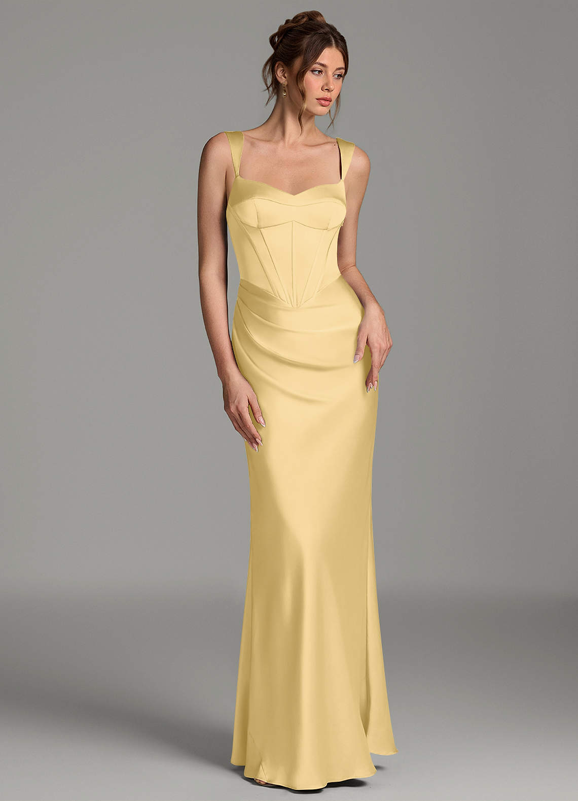 Mela Sheath Sweetheart Stretch Satin Bridesmaid Dress in Butter