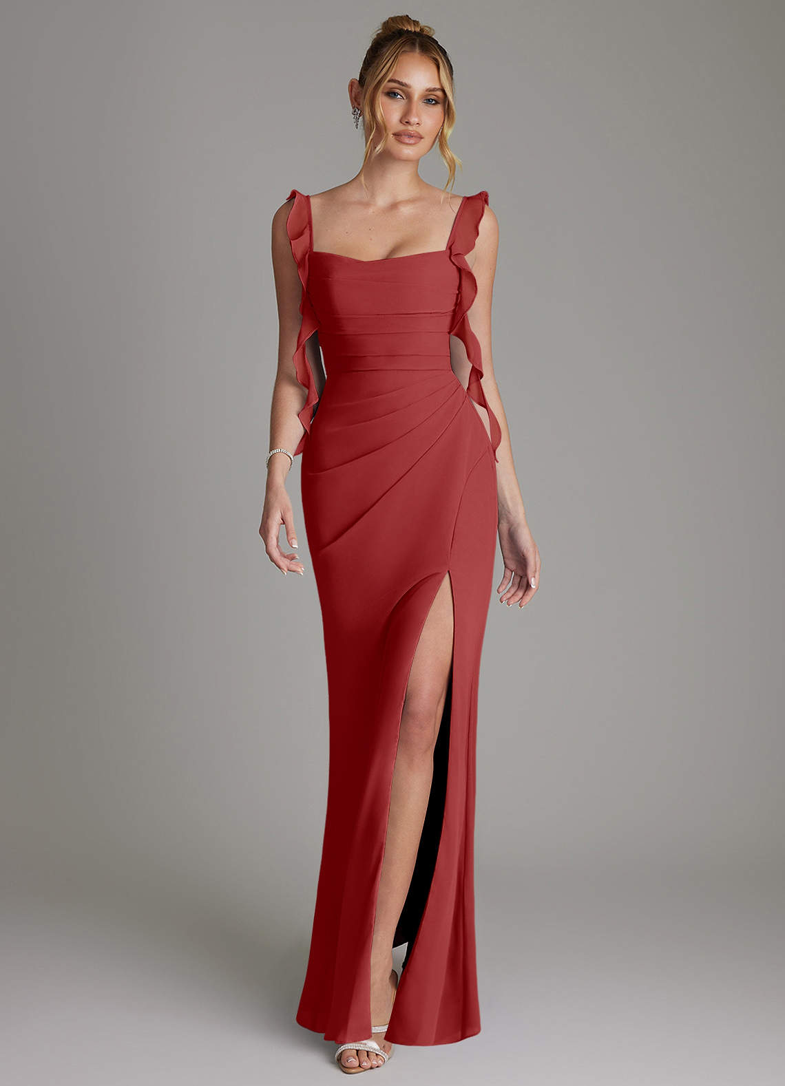 Jessamine Mermaid Sweetheart Chiffon Bridesmaid Dress in Rust