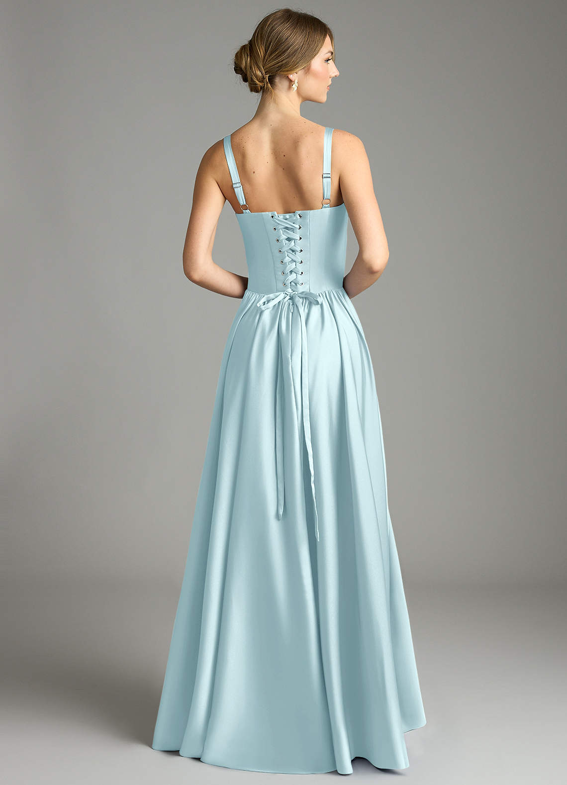 Evadina A-Line Sweetheart Stretch Satin Bridesmaid Dress in Cloud Blue
