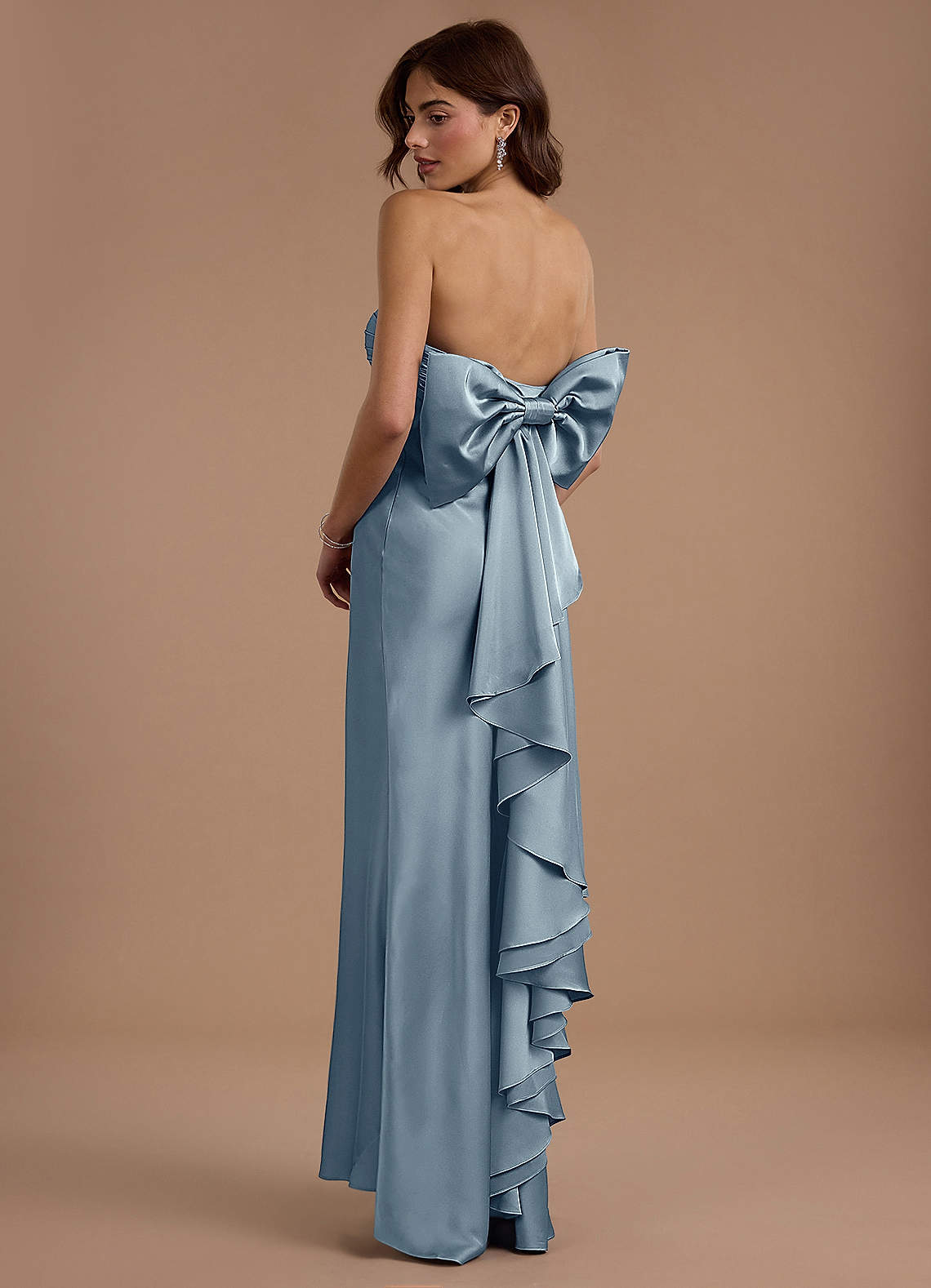 Aveline Mermaid Strapless Stretch Satin Evening Dress in Haze Pink