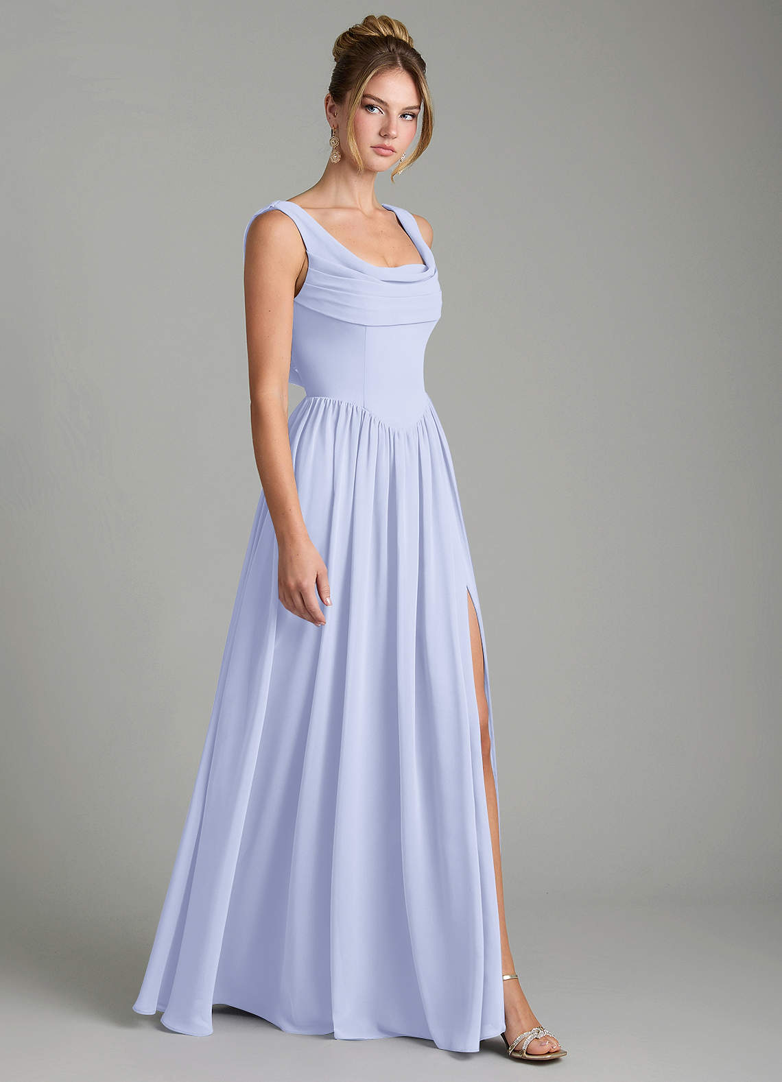 Novi A-Line Square-Neck Chiffon Bridesmaid Dress in Lavender