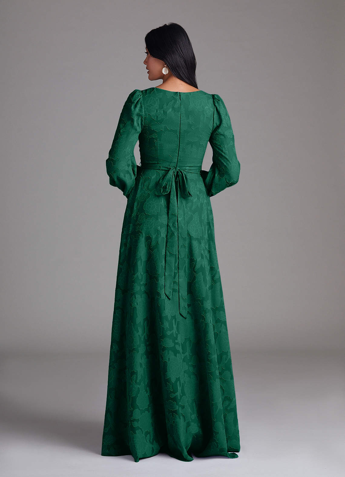 Leonia A-Line Square-Neck Stretch Satin Bridesmaid Dress in Emerald