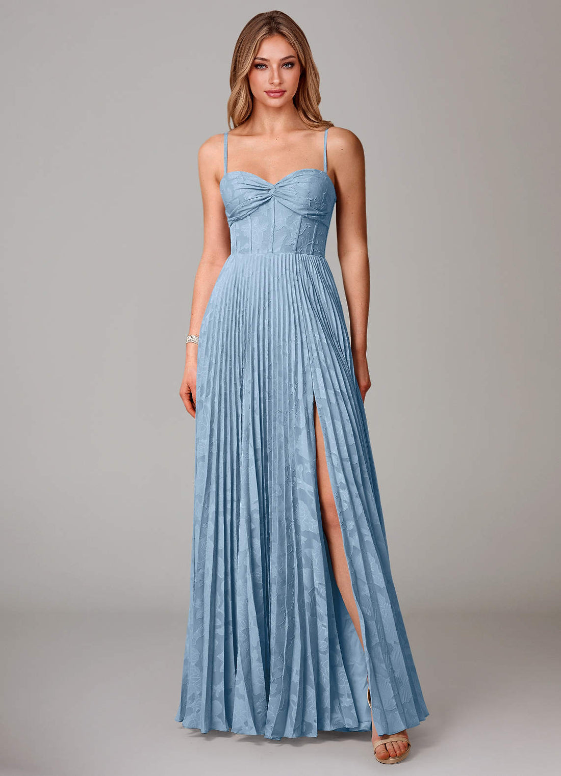 Akiko A-Line Sweetheart Floral Burnout Bridesmaid Dress in Powder Blue
