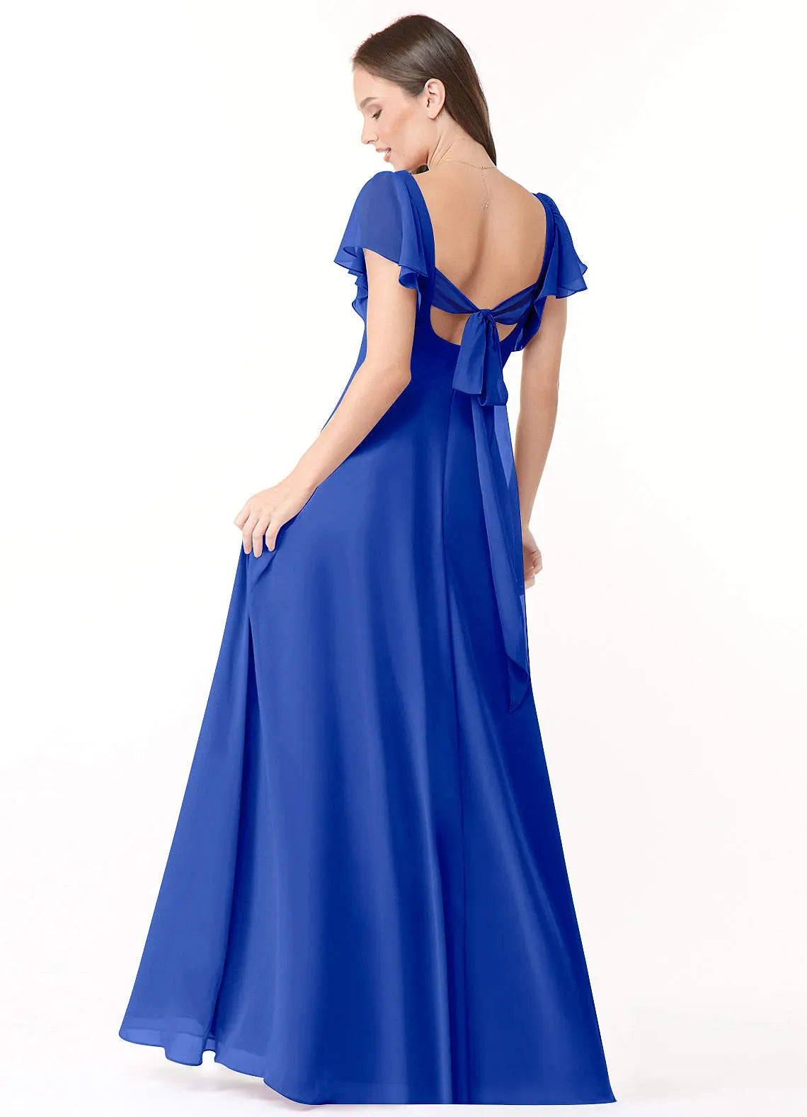 Syenna A-Line V-Neck Chiffon Bridesmaid Dress in Steel Blue