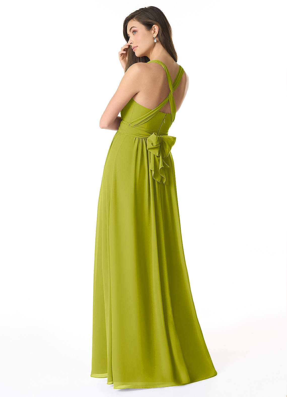 Olani A-Line V-Neck Chiffon Bridesmaid Dress in Lemongrass